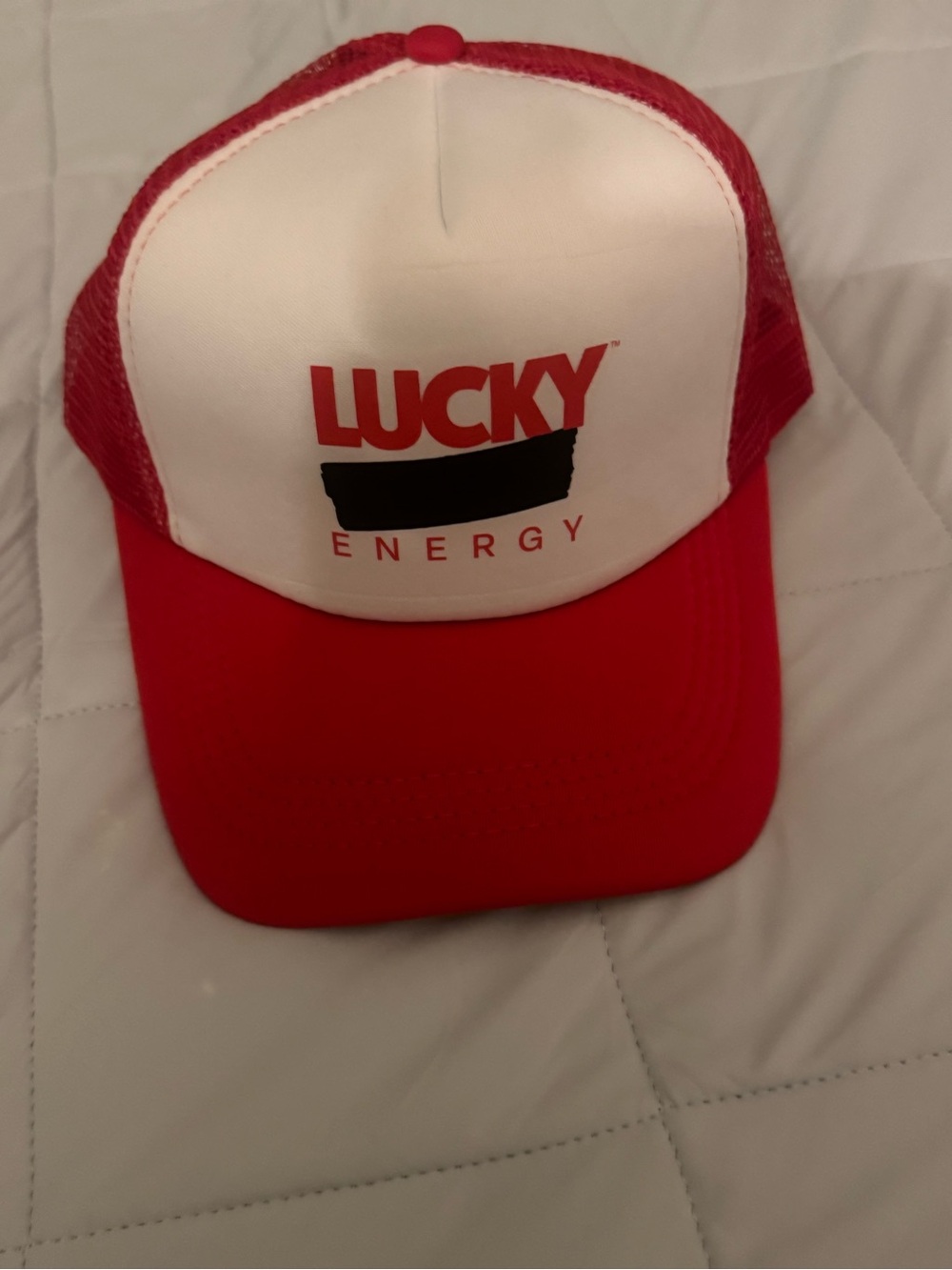 Lucky Brand Red and White Mesh Trucker Hat